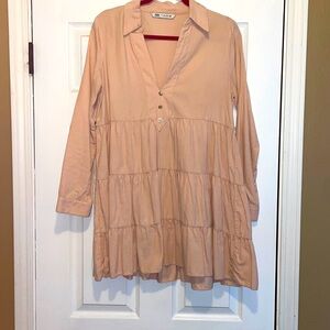Zara corduroy beige/pink dress size S